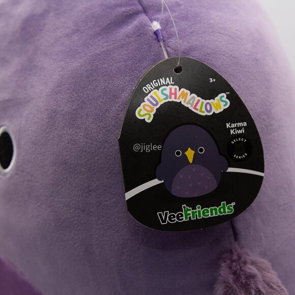 12" VeeFriends Karma Kiwi Purple Bird Select Series Squishmallows Plush Toy - Picture 5 of 7